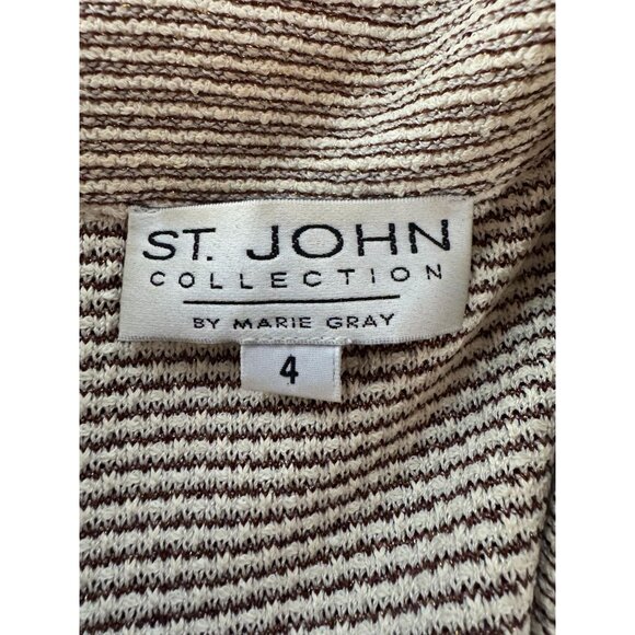 St. John Collection By Marie Gold Beige Textured Knit Skirt Suit Set Size 4 With - Picture 6 of 16